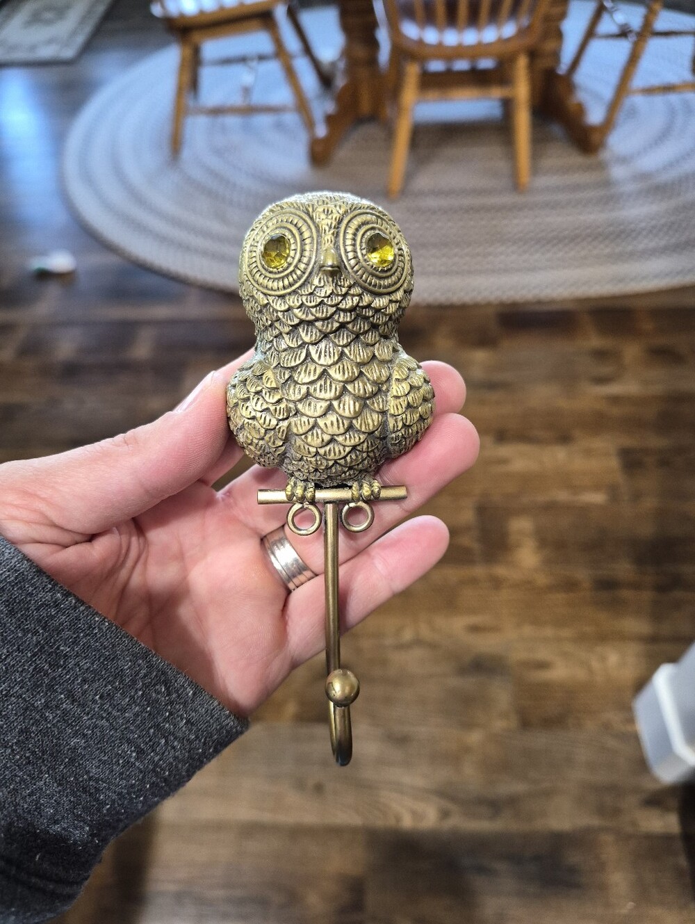 Decorative Metal Wall Hook in Silver and Brass Tones